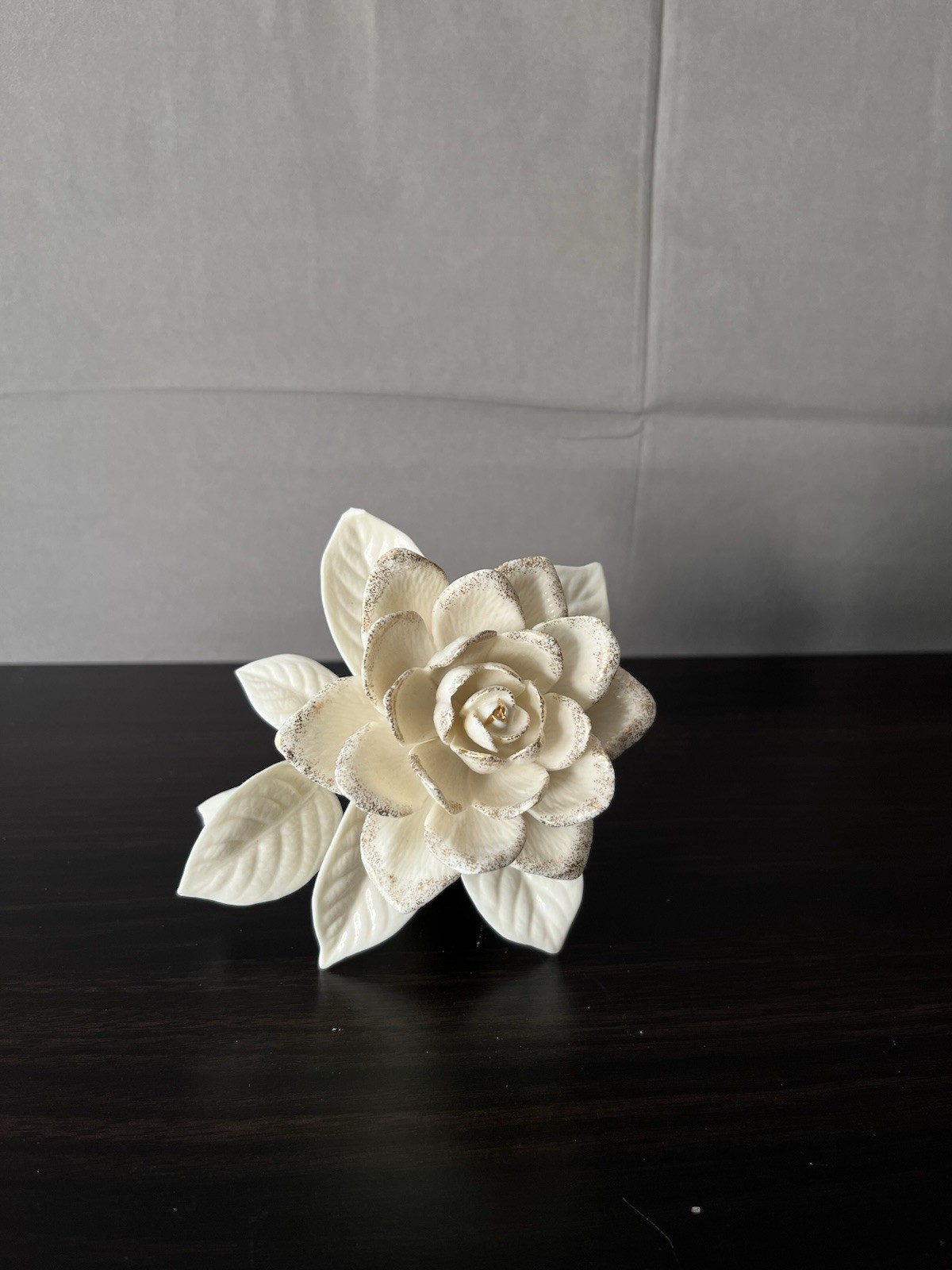 Lenox Classic Gardenia Ivory Porcelain Flower Figurine Gold Accents