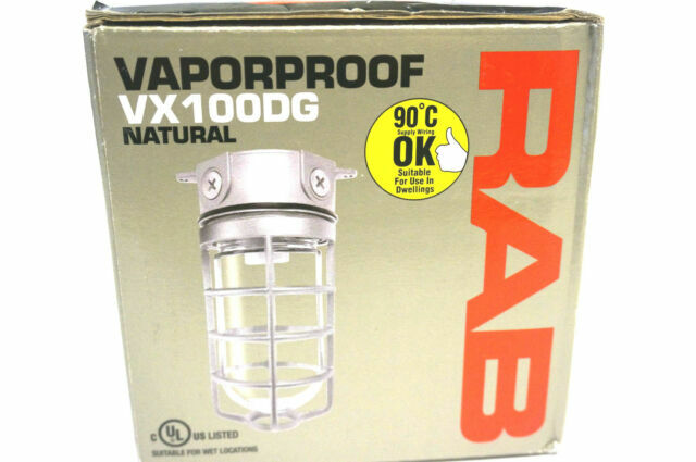 (NEW) RAB VX100DG Incandescent Vapor Tight Light Fixture Natural UL Listed
