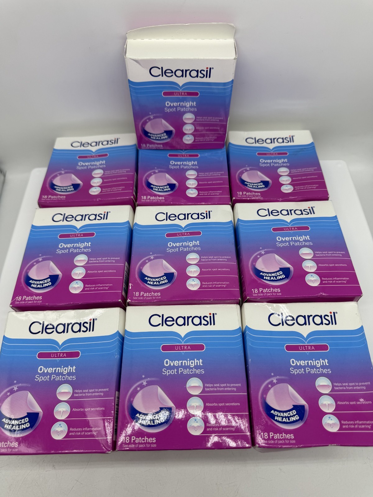 10 Pack Clearasil Ultra Overnight Spot Patches Advanced Healing 18 Count Per Box