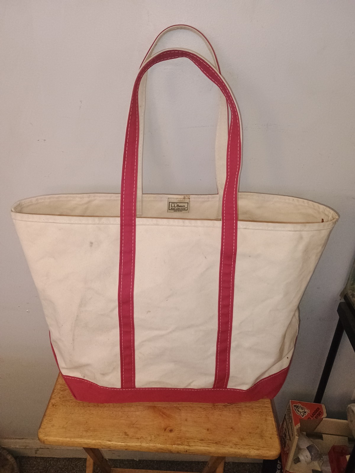 VINTAGE LL BEAN BOAT AND TOTE X-LARGE CANVAS MADE IN USA TOTE BAG