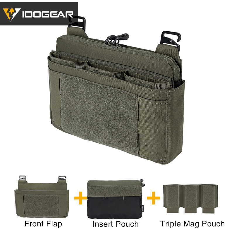 IDOGEAR Tactical DOPE Front Flap Pouch w/ Mag Pouch Kangaroo Pocket Hunting Camo