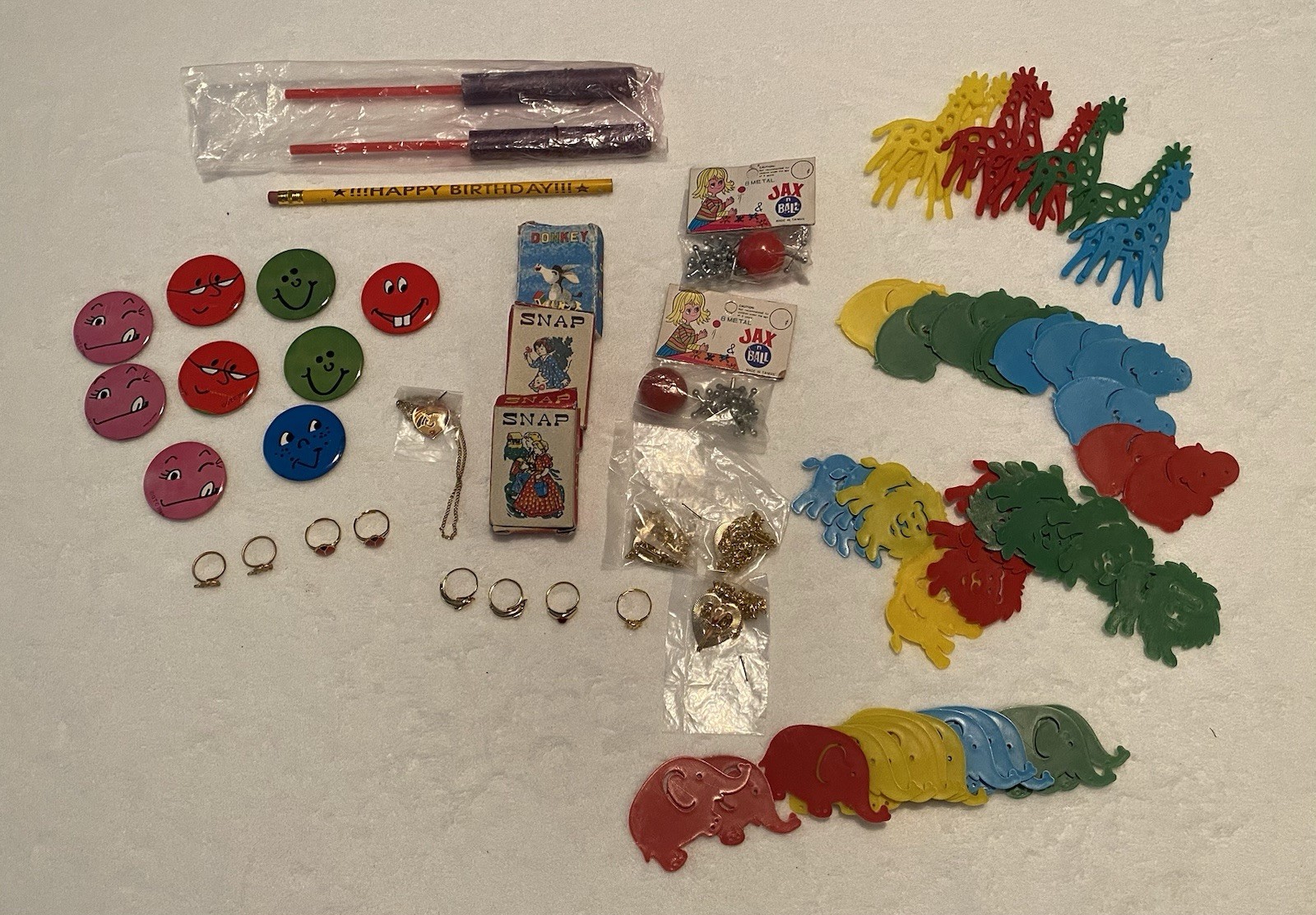 75 Pc Vintage NOS Kids Prizes Lot Oriental Trading 80s 90s Carnival Rings Toys