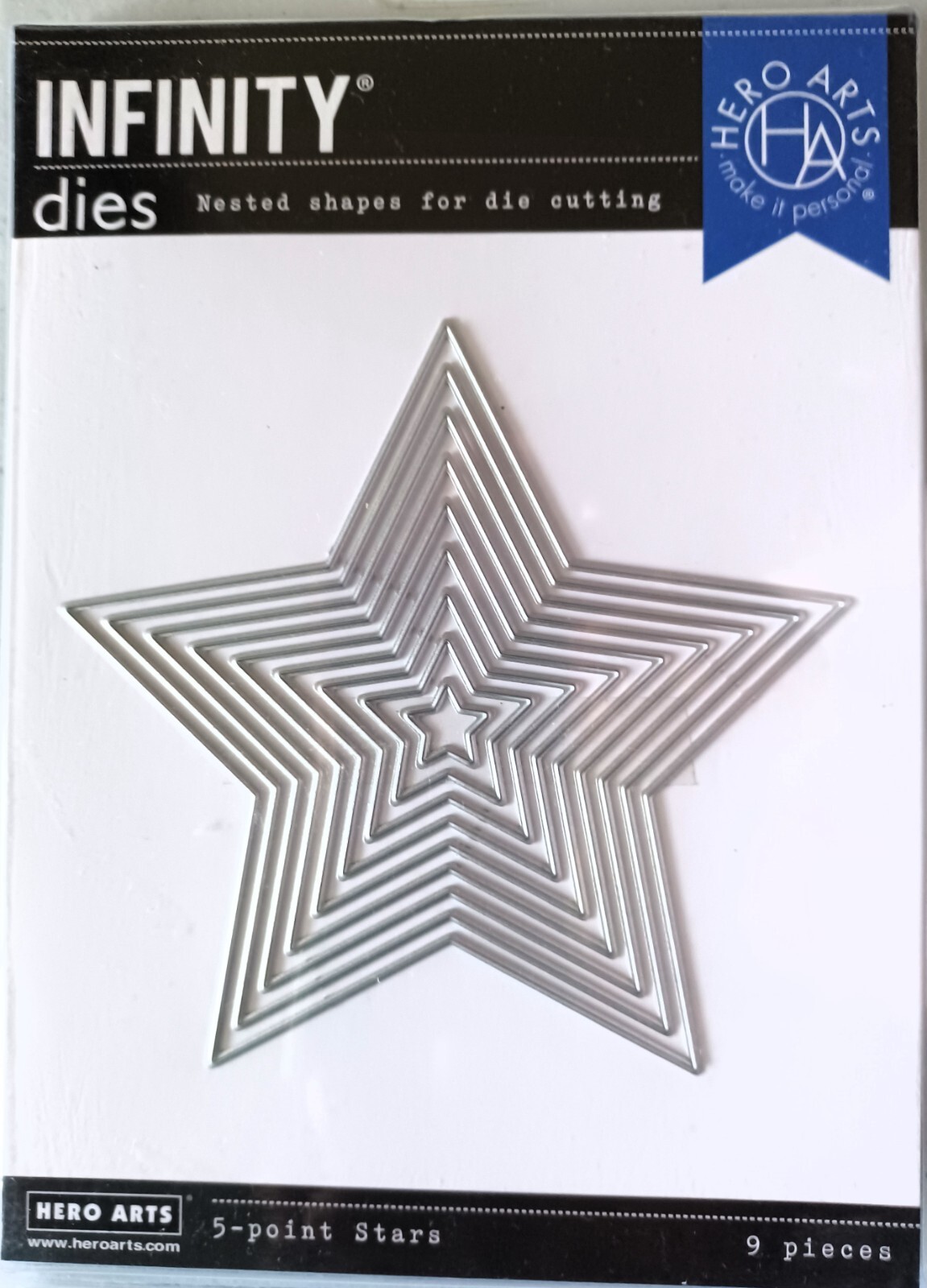 Nesting Stars Infinity Thin Metal 9 5-Point Star Die Set by Hero Arts DI821 NEW Nesting Stars Infinity Thin Metal 9 5-Point Star Die Set by Hero Arts DI821 NEW