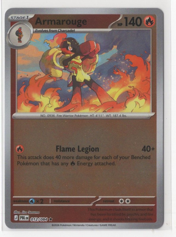 Pokemon Pitch Black 012/084 Armarouge Reverse Holo Pokemon Pitch Black 012/084 Armarouge Reverse Holo