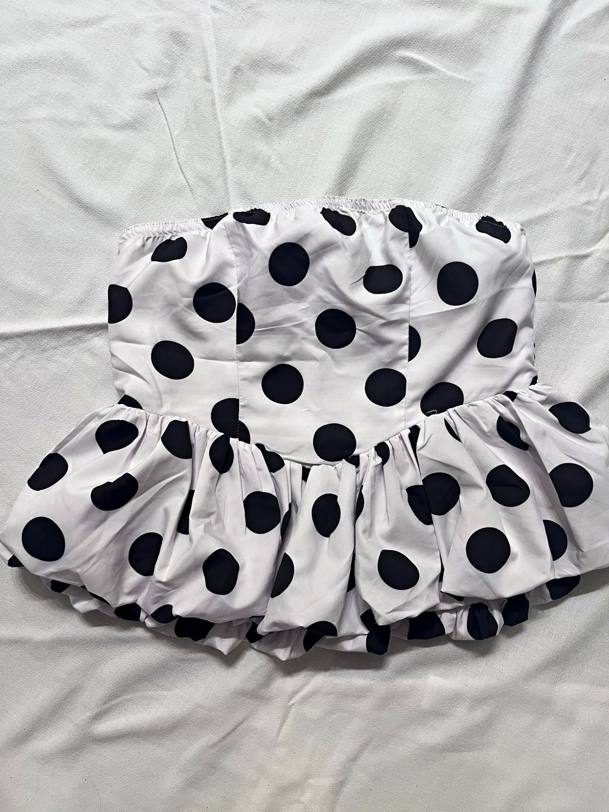 Live 2 Truth Women’s M White/Black Polka Dot Bubble Ruffle Elastic