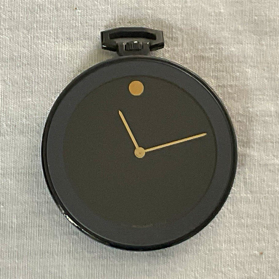 Rare Vintage Movado Museum Dress Pocket Watch Black Gunmedal #84 –19 – 512 A  Rare Vintage Movado Museum Dress Pocket Watch Black Gunmedal #84 –19 – 512 A 