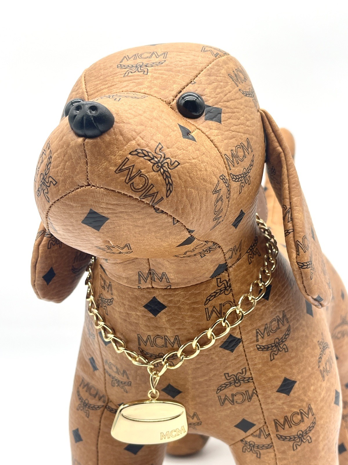 MCM Visetos Monogram Dog –  Large 19” Designer Display Decor Piece w/ Chain Tag