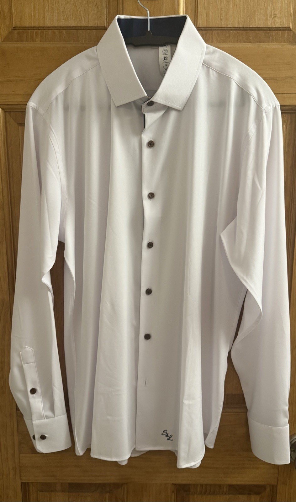 State and Liberty Men\'s Athletic Fit Dress Shirt 42/L White Soft Stretch