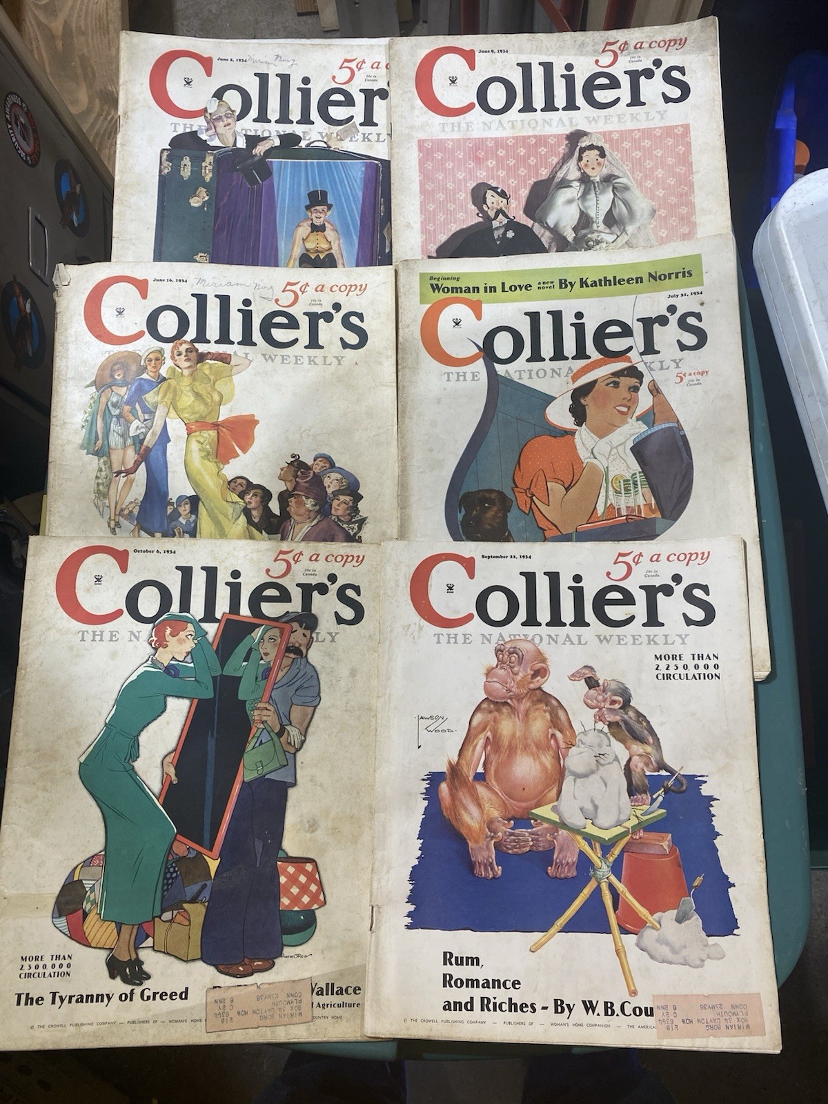 Lot of 6 Vintage 1934 Collier’s  Magazines