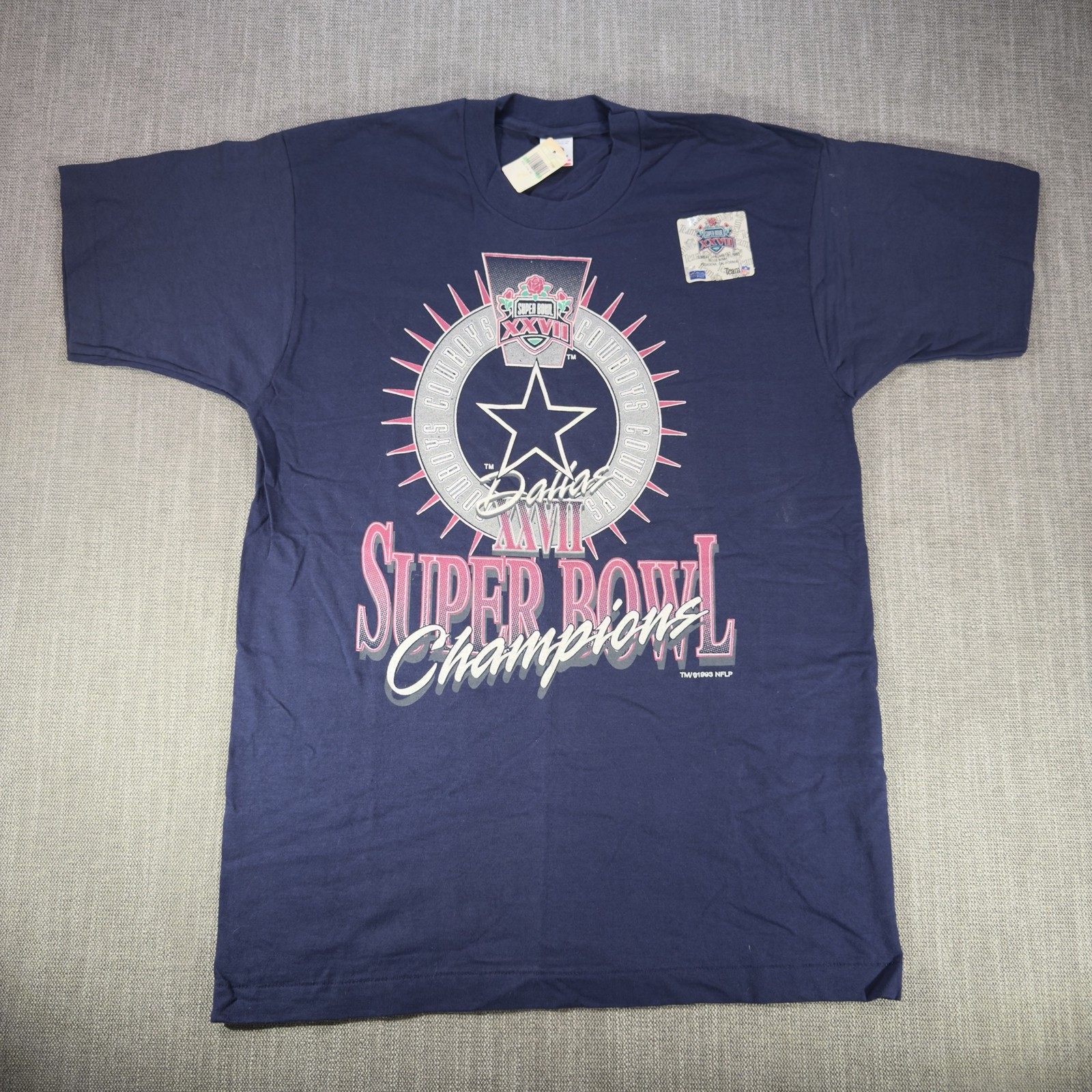 Vintage Dallas Cowboys Shirt Mens Large Blue NFL Super Bowl XXVII Fruit Of Loom