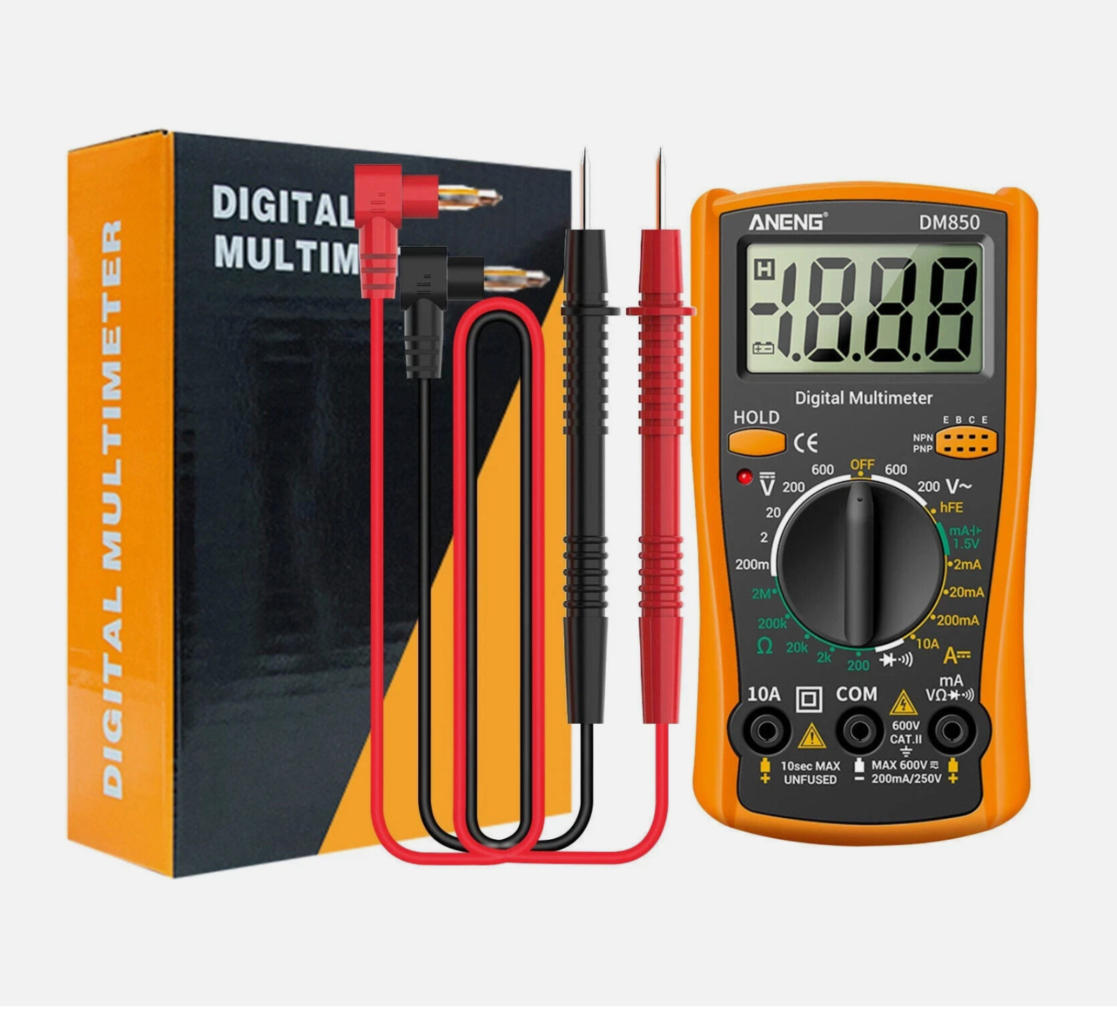 LCD Digital Multimeter Voltmeter Ammeter Ohmmeter Volt AC DC Tester Lead Meter