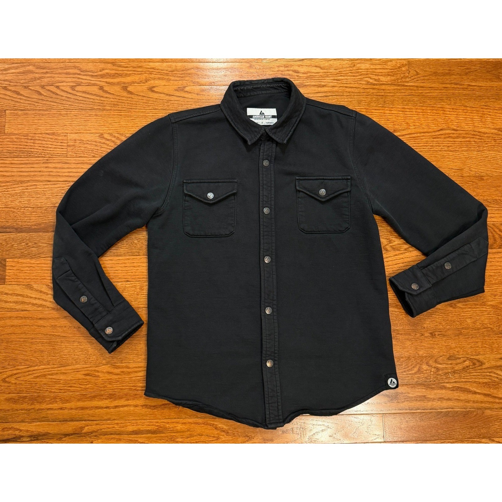 American Giant Snap Button Work Shirt Mens Small Black Roughneck Cotton Utility