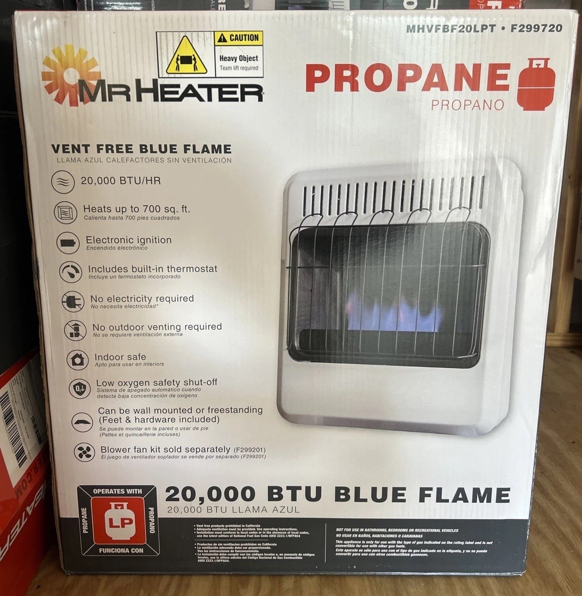 Mr. Heater 20,000 BTU Blue Flame Propane Heater Wall/Floor MHVFBF20LPT F299720