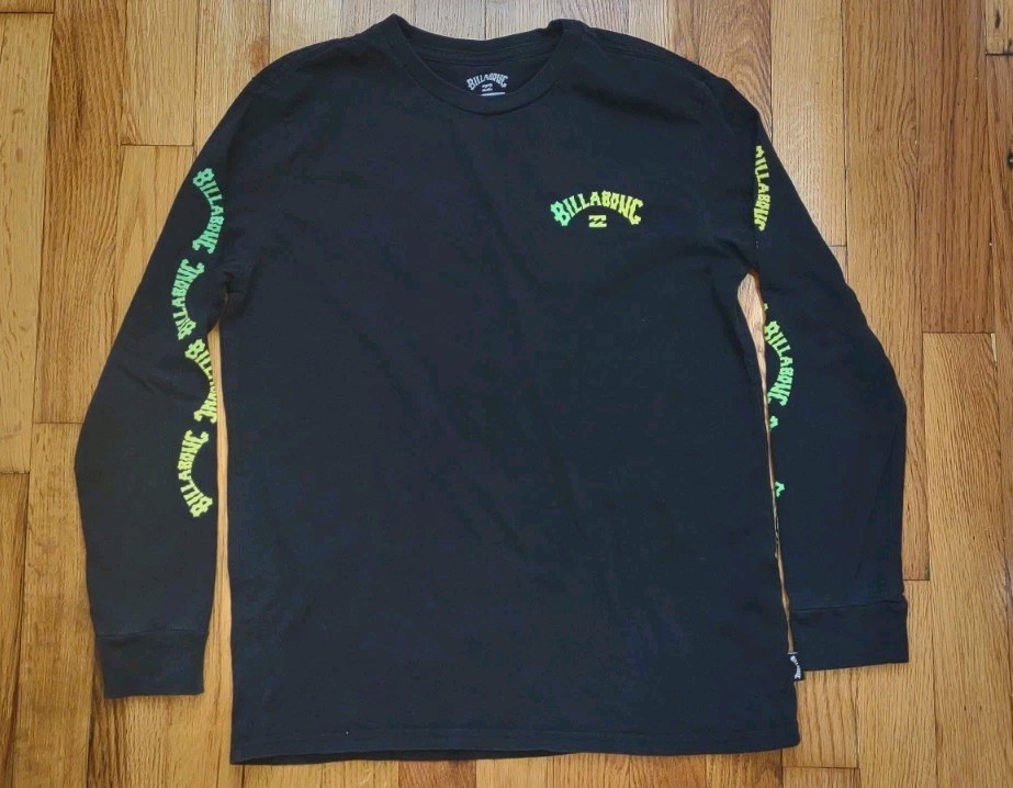 Black Billabong Long Sleeve Tee shirt Boys Size 12 Pre-owned 