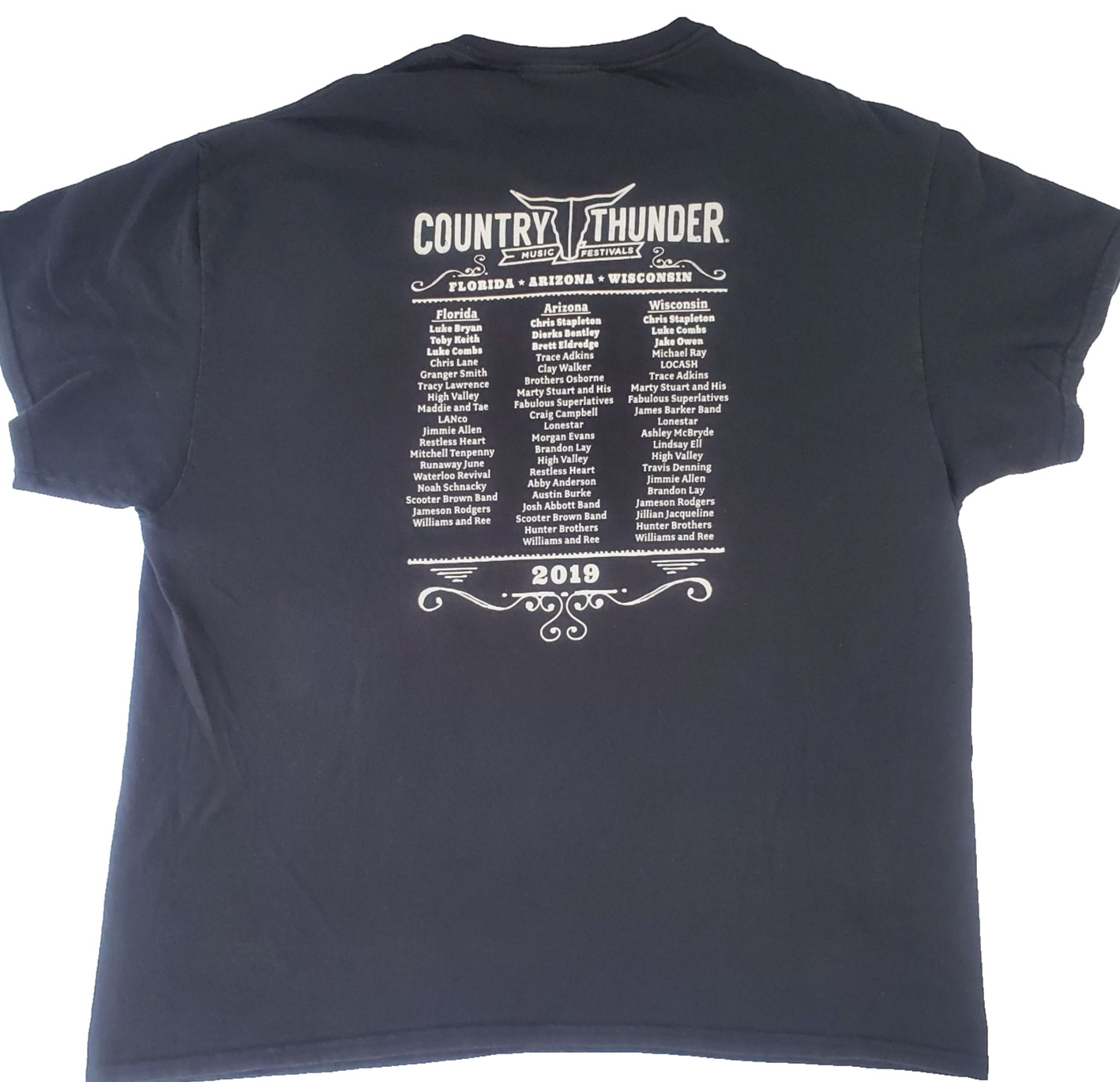 Country Thunder 2019 Music Festival T Shirt Mens XL Black Tour Band Tee Country Thunder 2019 Music Festival T Shirt Mens XL Black Tour Band Tee