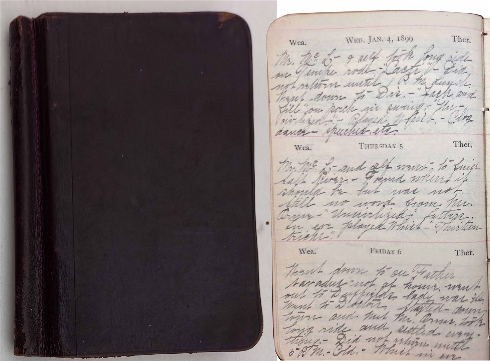 1899 antique TRAVEL DIARY phoenix az AGNES SCHULTZ CALIFORNIA ARIZONA WICKENBURG