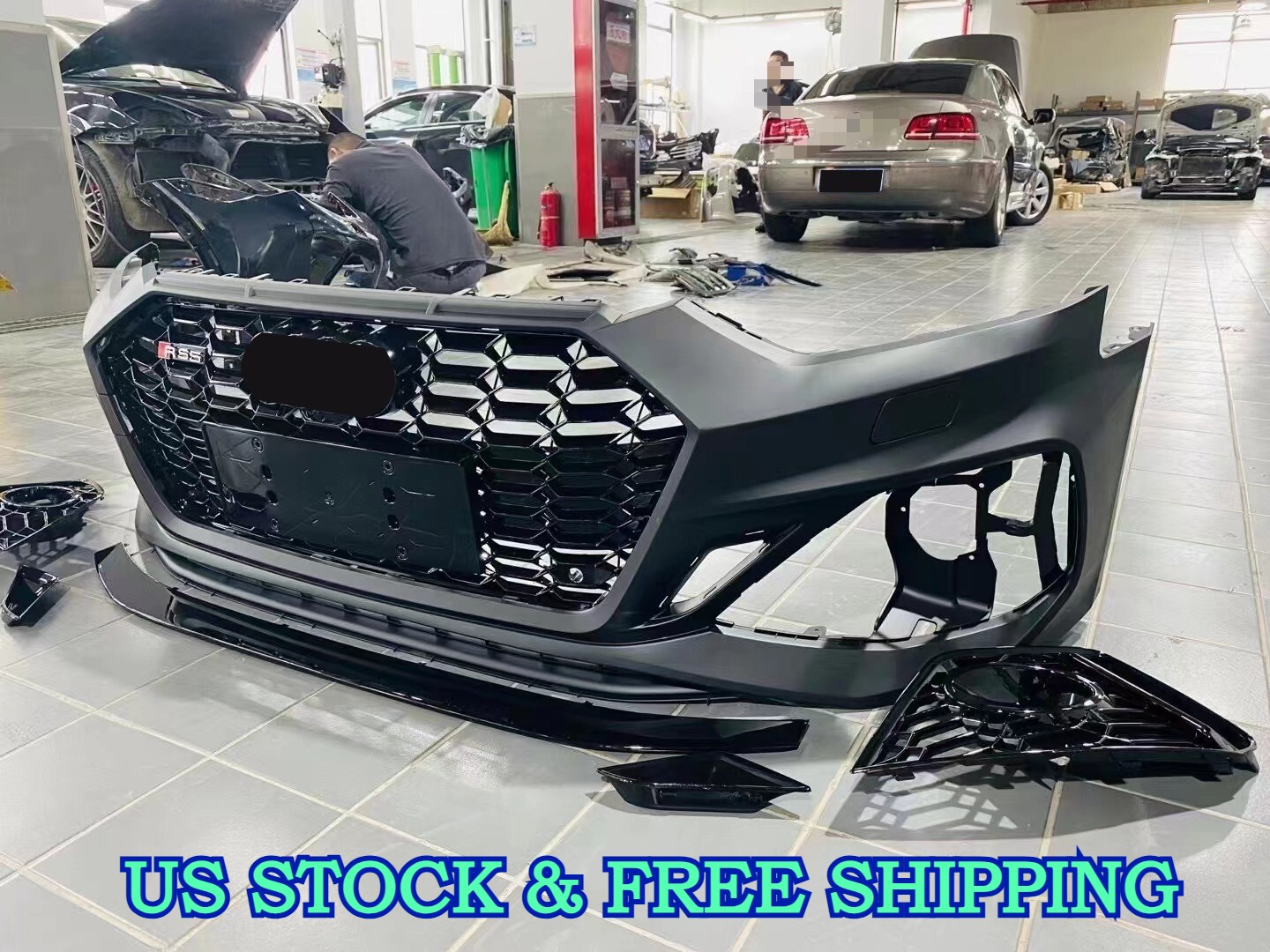 For 2020-2024 Audi A5 Front Bumper Cover Grille Body Kit Upgrade to RS5 Style