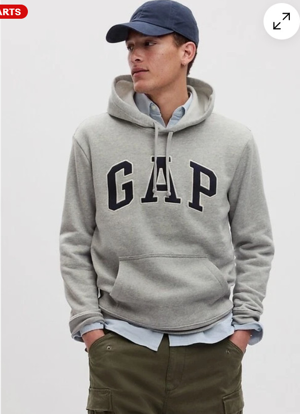 GAP Gray Logo Pullover Cotton Hoodie Men’s Size 510981-02-1