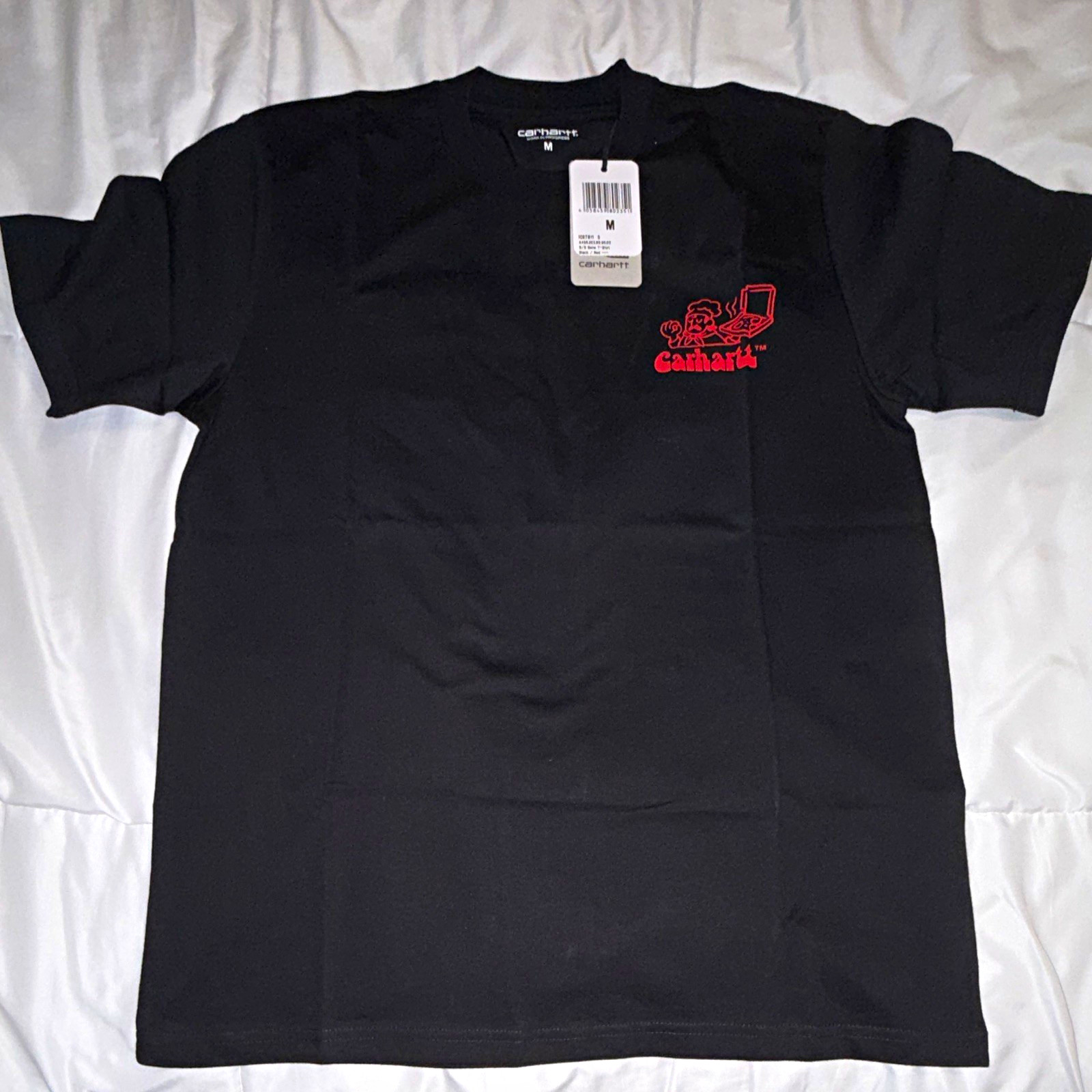 Carhartt WIP Men\'s Black/Red Graphic Logo Crew Neck Short Sleeve T-Shirt M NEW