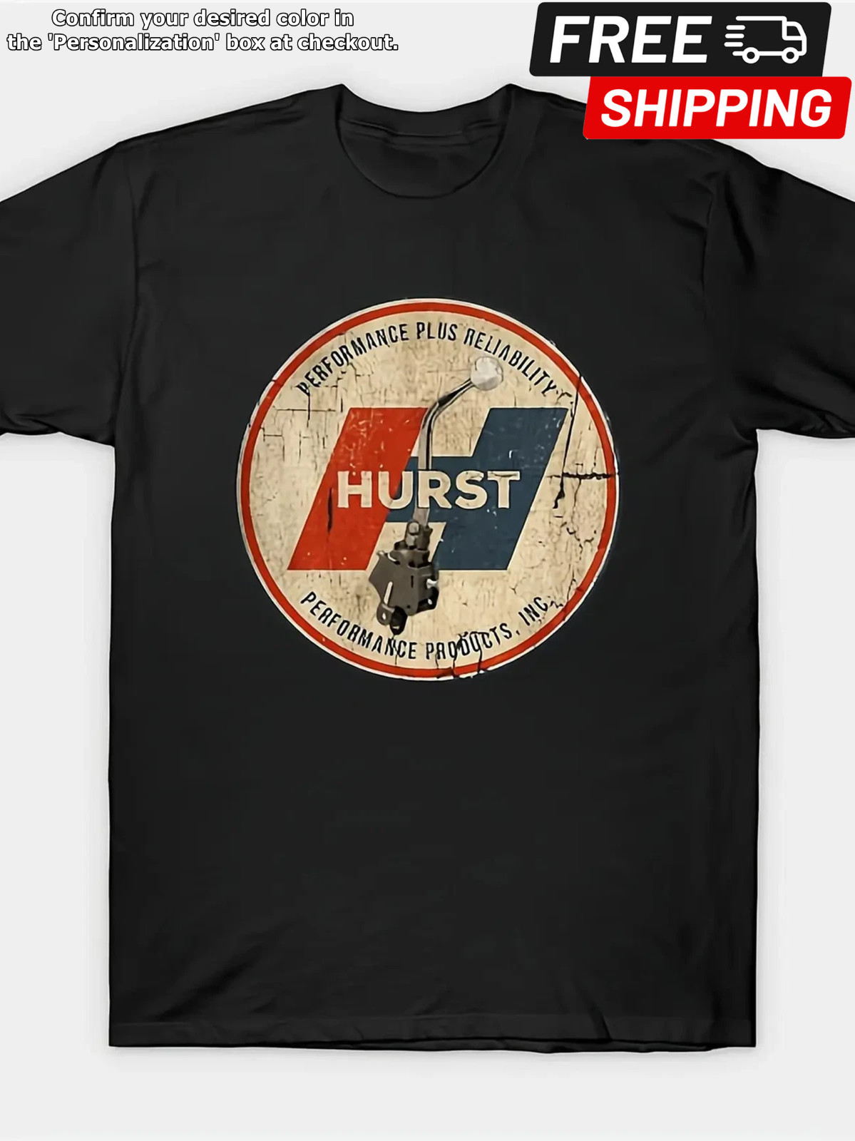 Hurst Performance Vintage Muscle Car Racing Logo Cotton Graphic T-Shirt