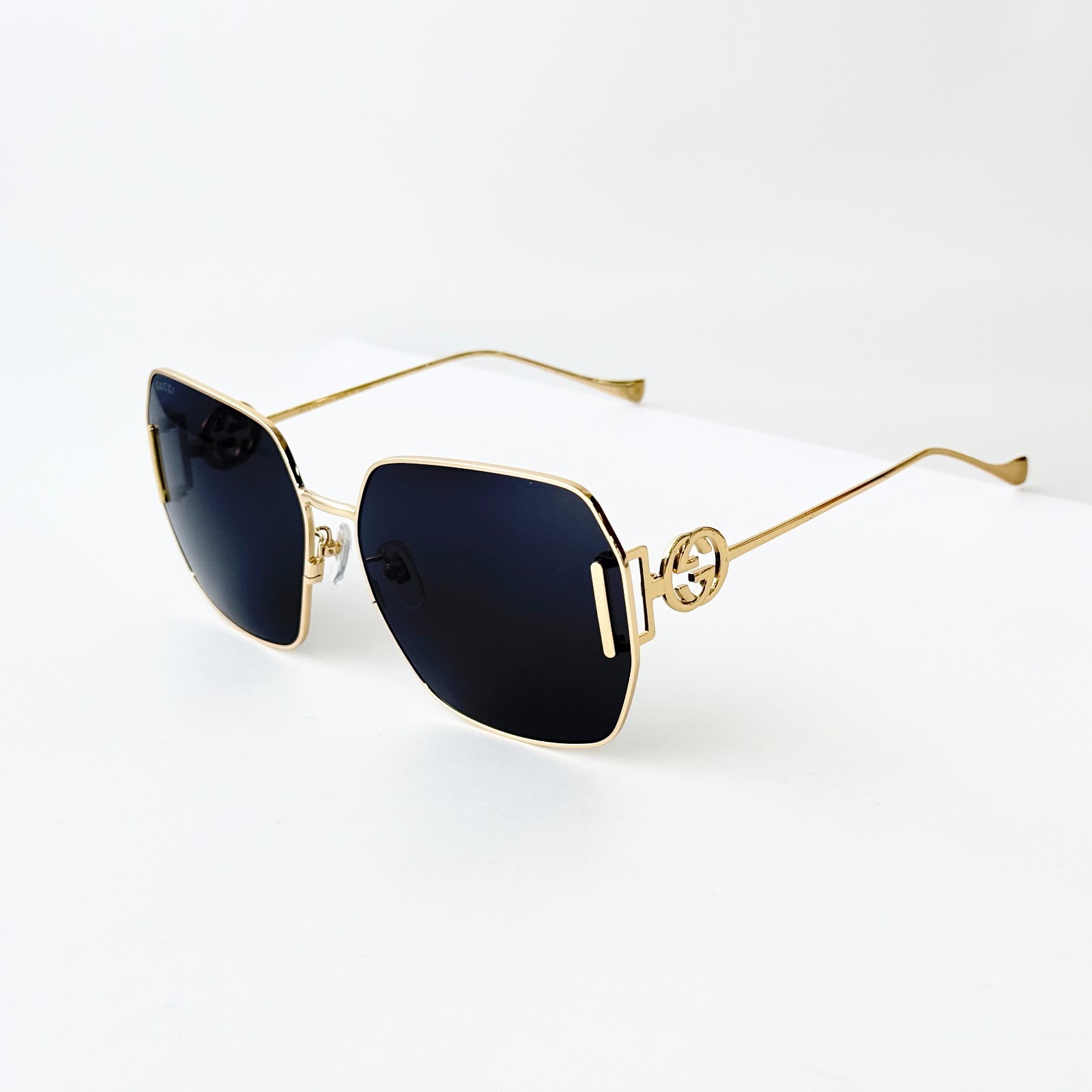 Gucci GG1207SA Geometric Sunglasses Gold Frame Grey Lens Women 64-16-140 Gucci GG1207SA Geometric Sunglasses Gold Frame Grey Lens Women 64-16-140