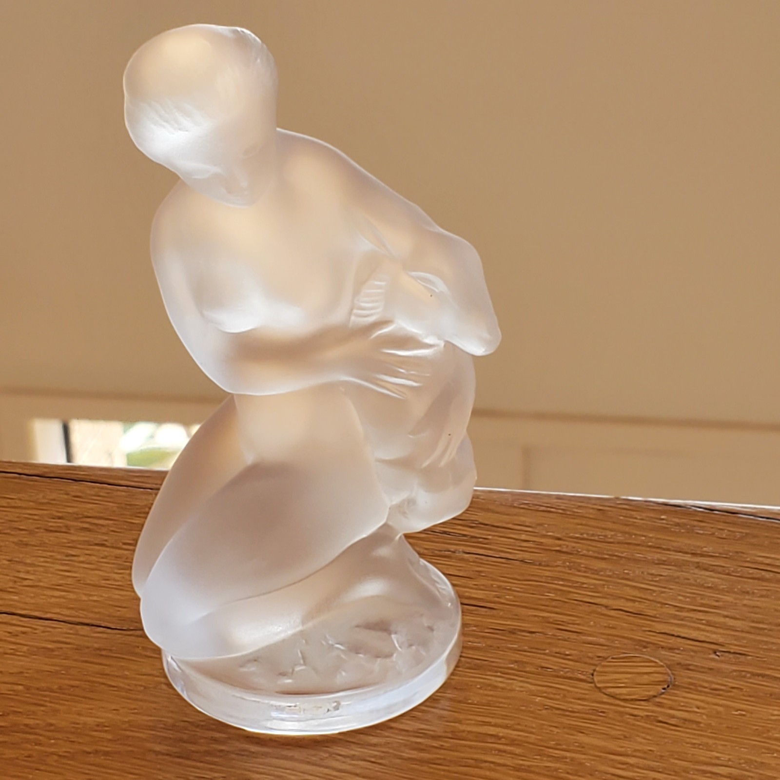 VIntage Lalique France Kneeling Nude Female Holding Baby Deer Diana #11906 VIntage Lalique France Kneeling Nude Female Holding Baby Deer Diana #11906