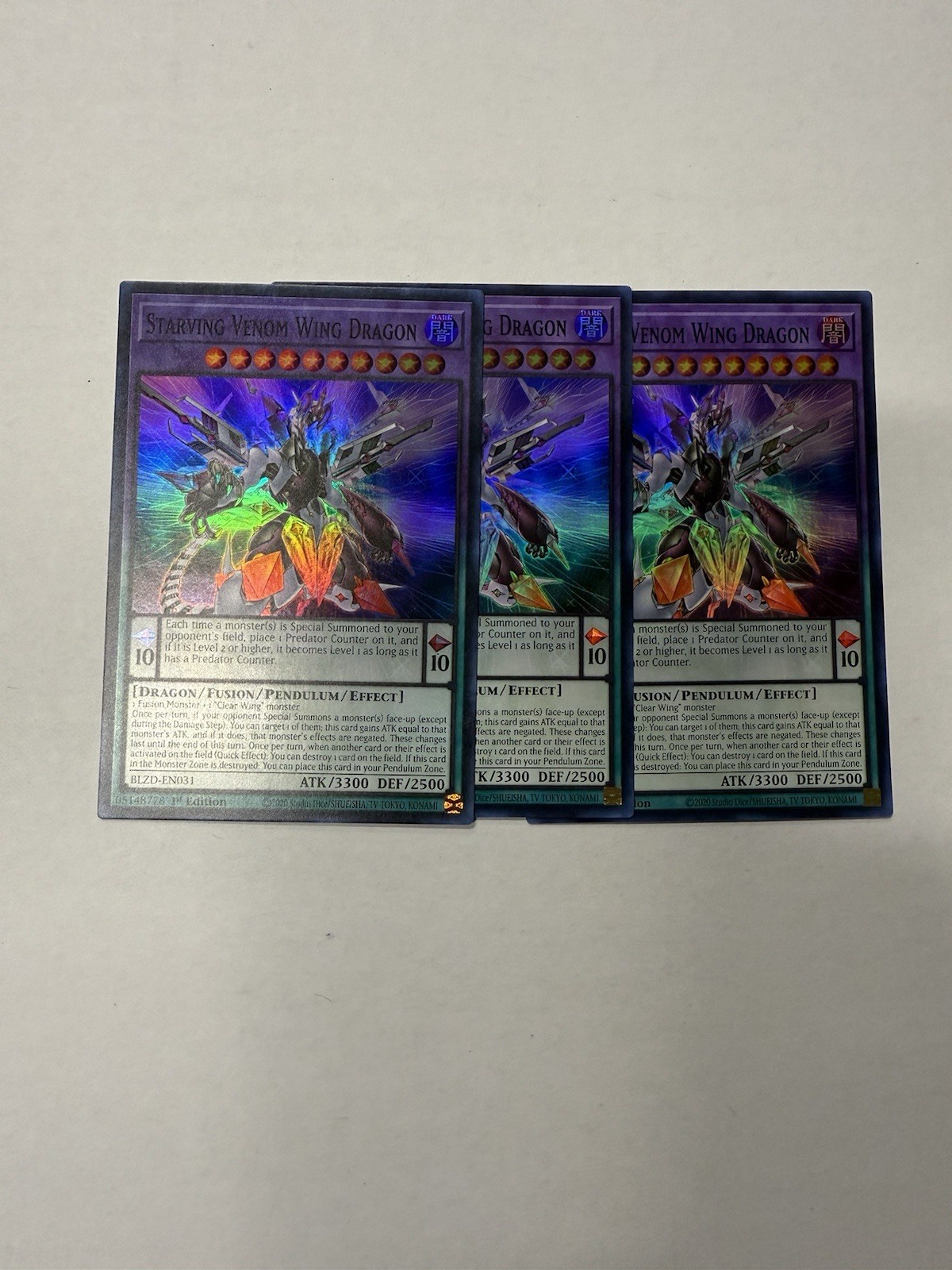 3x Starving Venom Wing Dragon BLZD-EN031 super rare 3x Starving Venom Wing Dragon BLZD-EN031 super rare