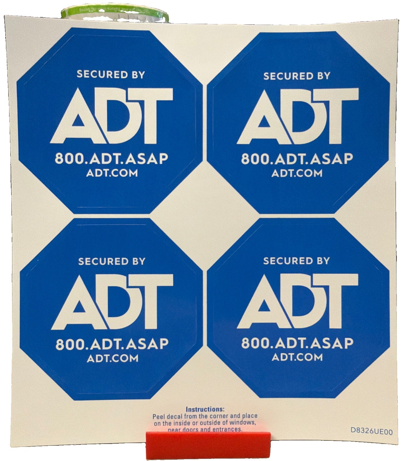 ADT Security Alarm Window Stickers/Decals/ 4-Count/ 1 Sheet