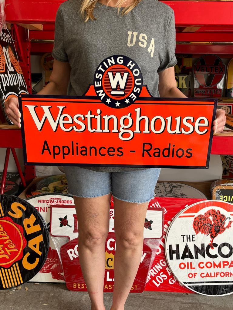 Vintage Style Metal Sign Westinghouse Appliances NOT Porcelain 24x14 Made USA