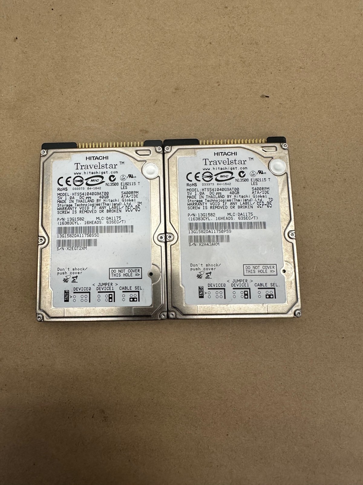 HITACHI HTS541040G9AT00 Hard Drive - Lot of 2