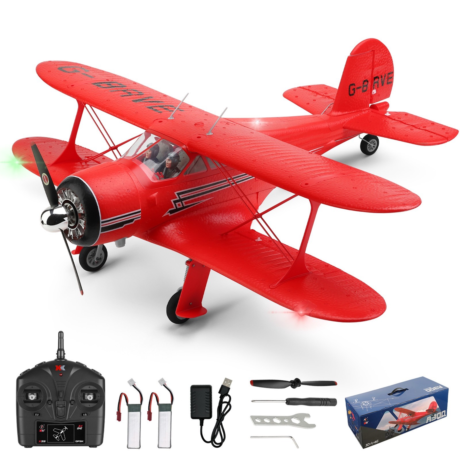 WLtoys A300 4-CH Brushless RC Plane,6G/3D Mode,Wingspan550mm, with 2 Batteries