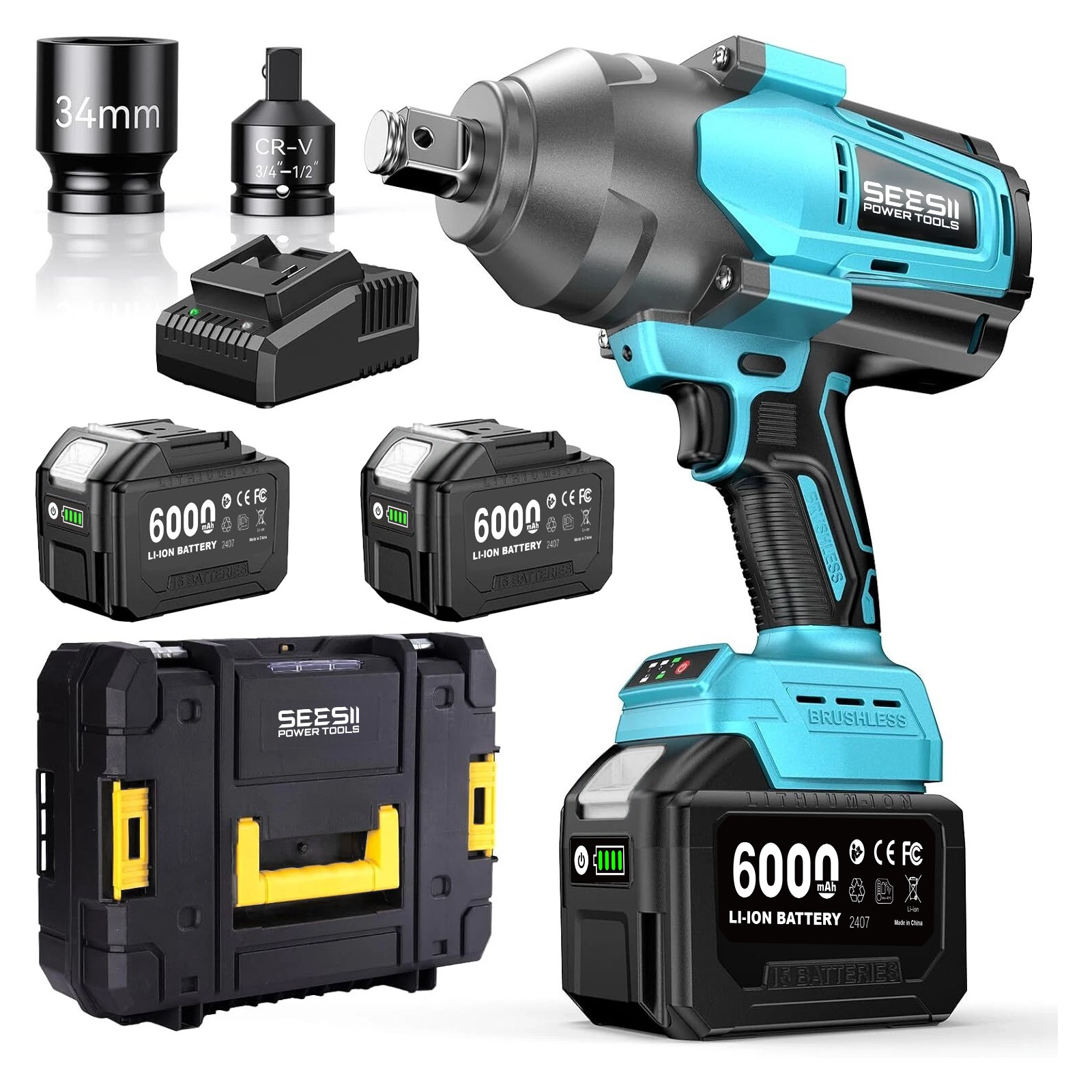 SEESII 2000Nm(1475Ft-Lbs) Cordless Impact Wrench 3/4\ SEESII 2000Nm(1475Ft-Lbs) Cordless Impact Wrench 3/4\