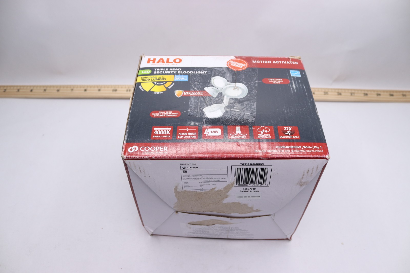 Halo LED Flood Light with Round Triple Head 27W White TGS3S403MRRW
