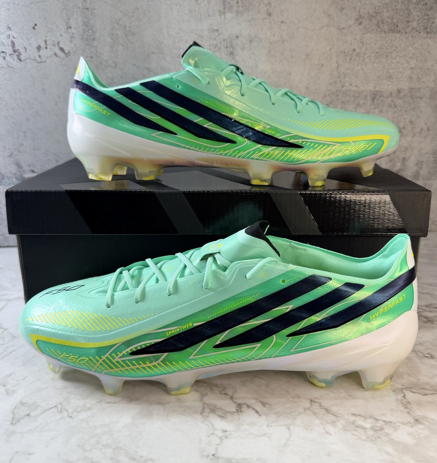 ~Adidas F50 Hyperfast ELITE FG Cleats Pulse Mint-Black-Lemon |KJ3433| Mens Sizes