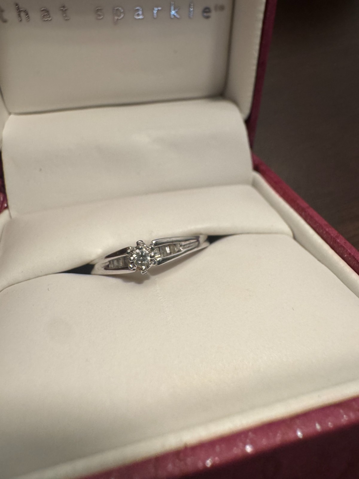 Helzberg 10K White Gold Diamond Promise Ring - Small Accent Diamond - Size 7