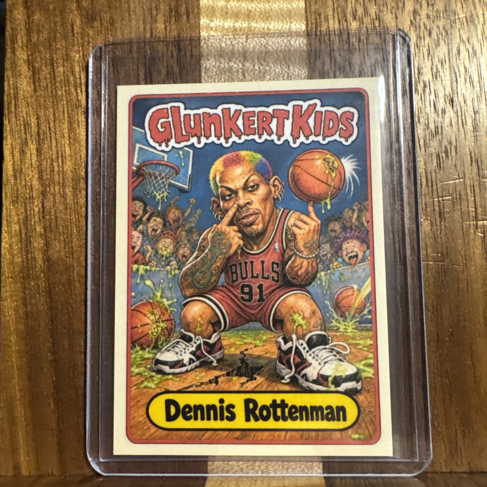 Glunkert Kids Dennis Rottenman Rodman Bulls NBA Gpk Parody Art Card