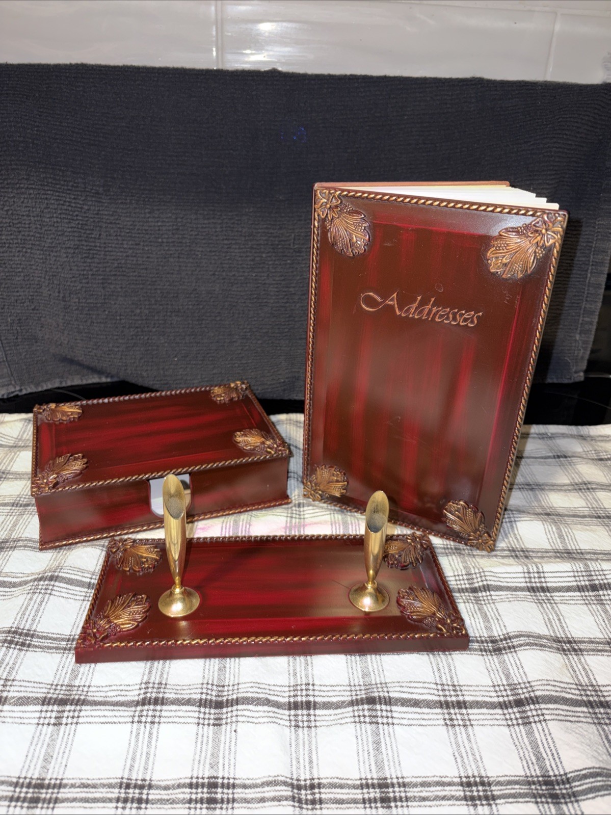 Vintage MCM Florentine Style Office Set. Hard Plastic Material