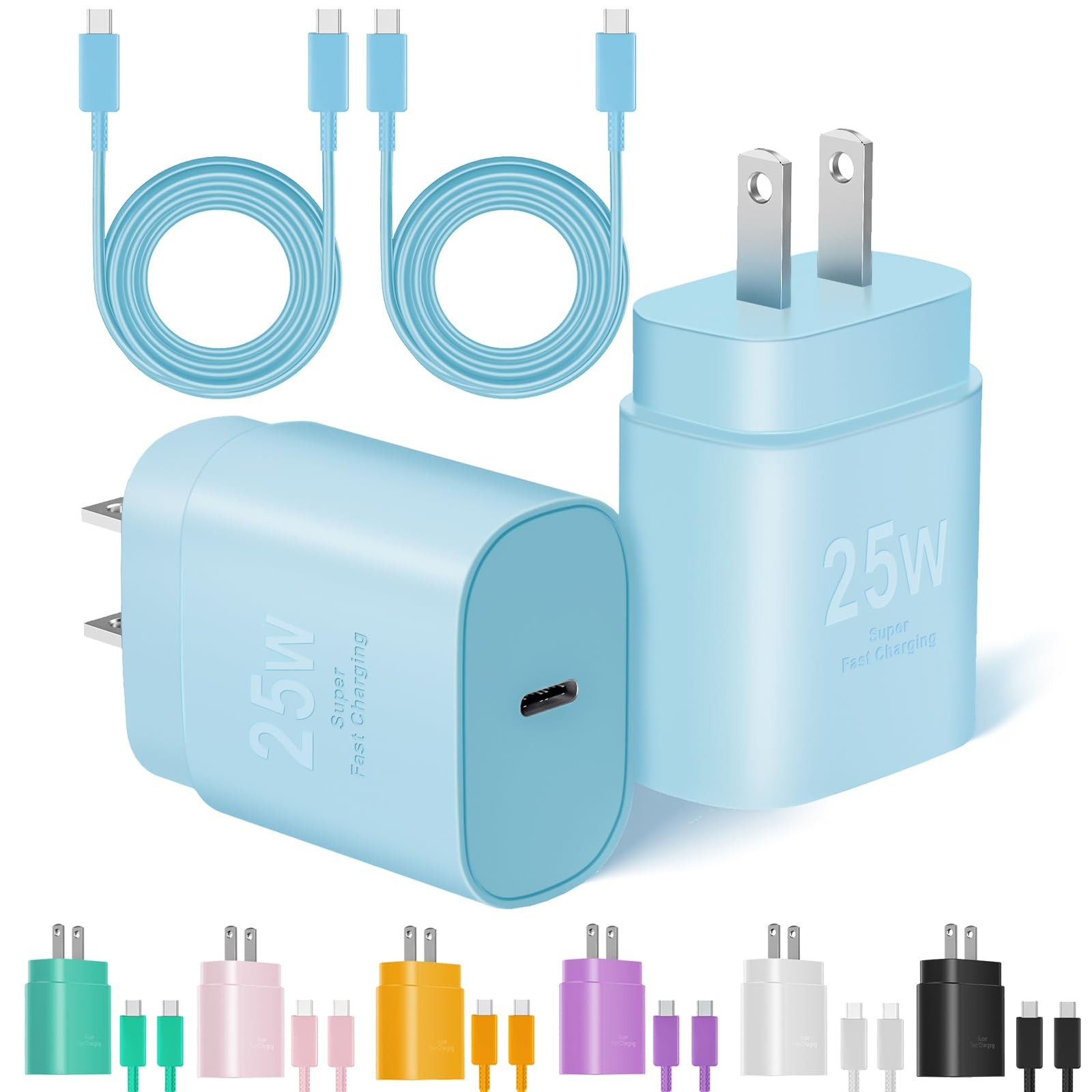 Type C Charger Fast Charging, 2Pack [10FT&6FT] Long USB C Cable with 25W Phone S