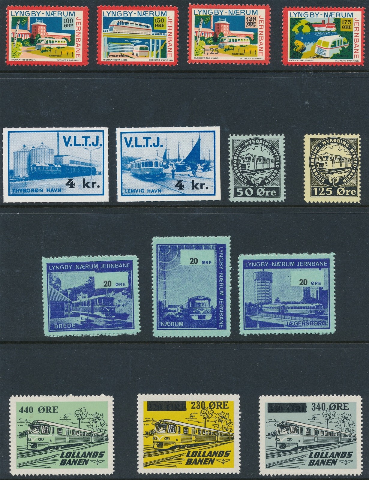 Lot-R Stamp Denmark Label Railroad Railroad Train Bus LFJS Lyngby Railway 2 MNH