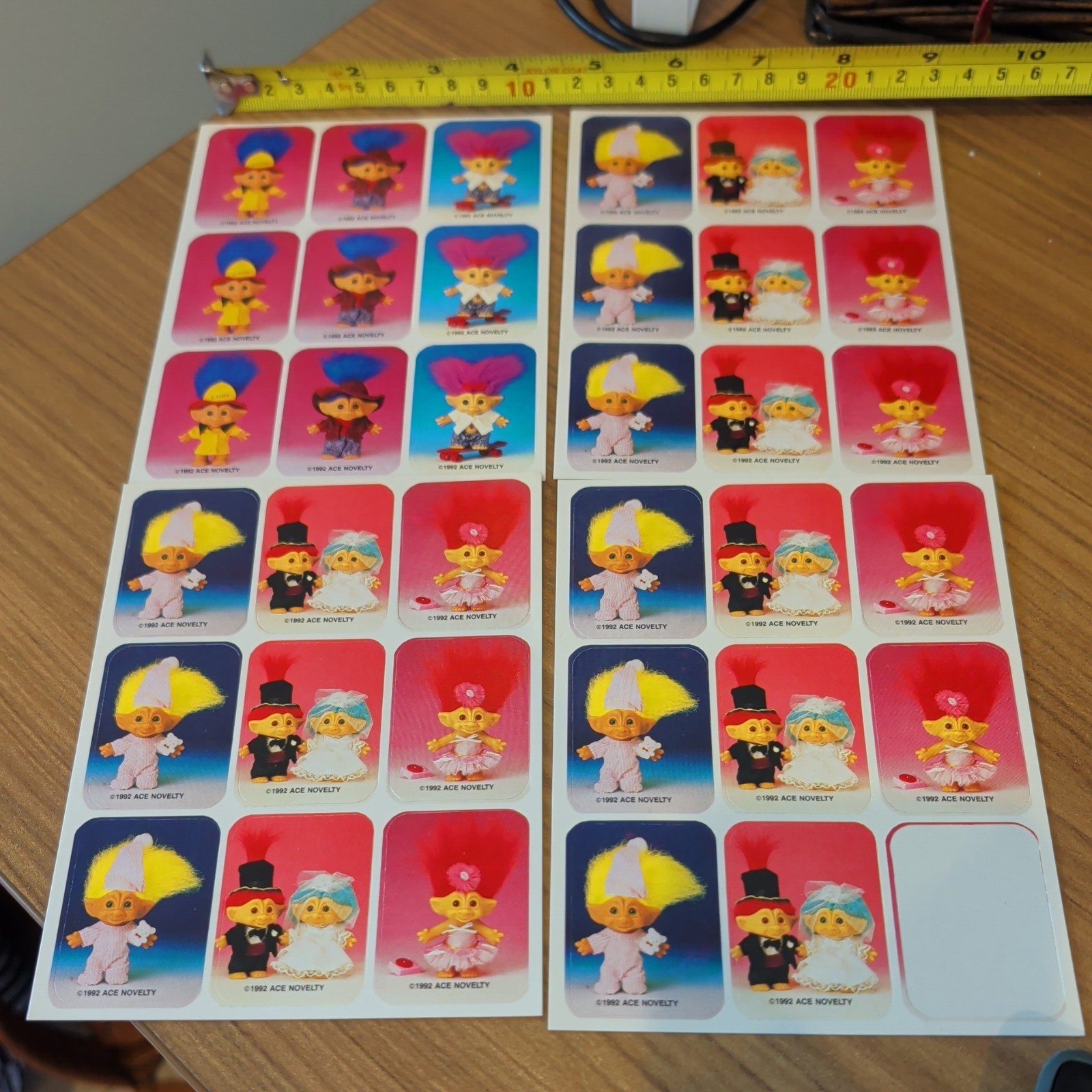 Vintage 1992 Ace Novelty Troll Doll Stickers Rainbow Hair Battle Trolls Sheet