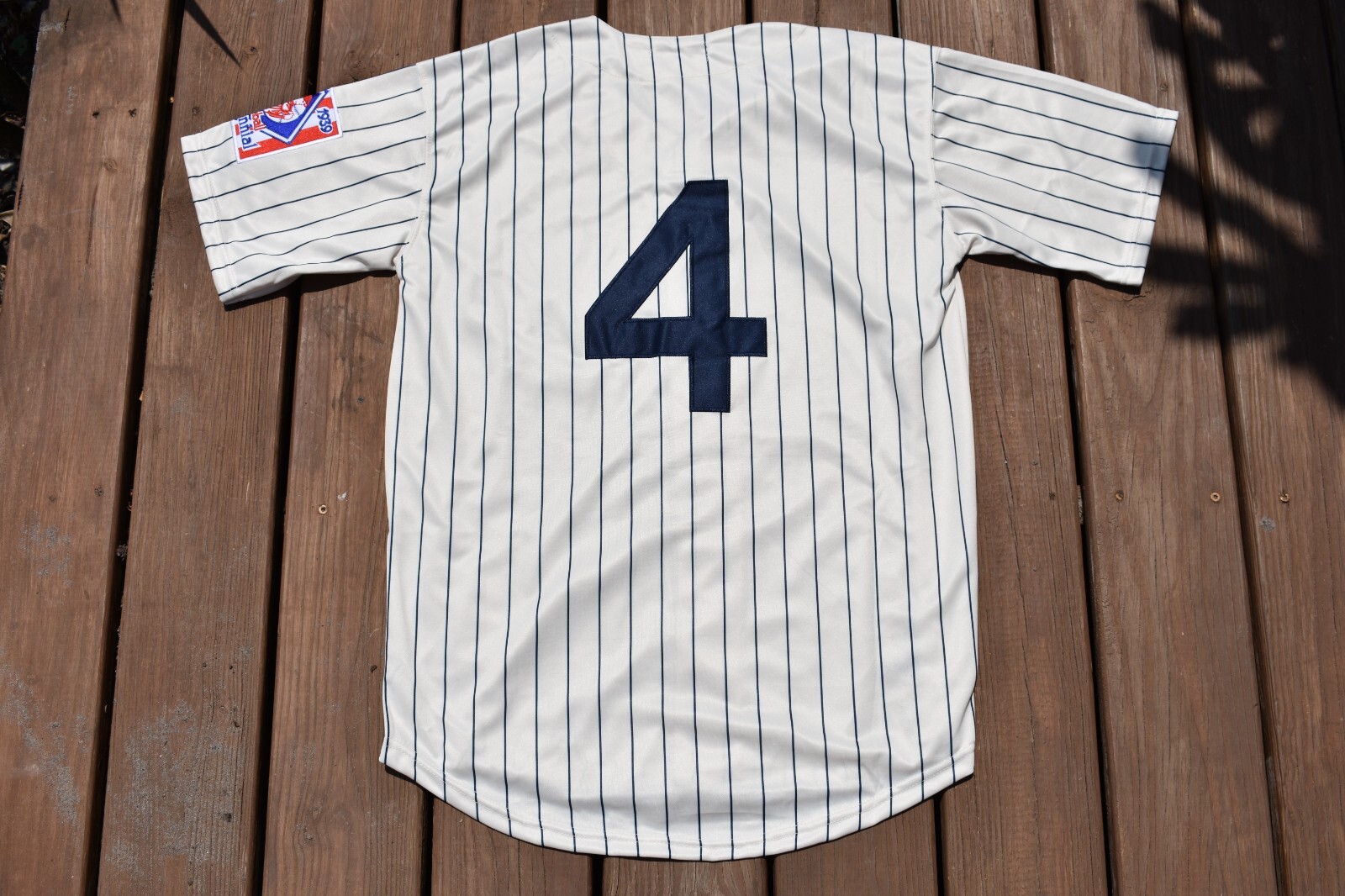 New Lou Gehrig New York Yankees Cream Pinstripe Baseball Jersey Men\'s XL New Lou Gehrig New York Yankees Cream Pinstripe Baseball Jersey Men\'s XL