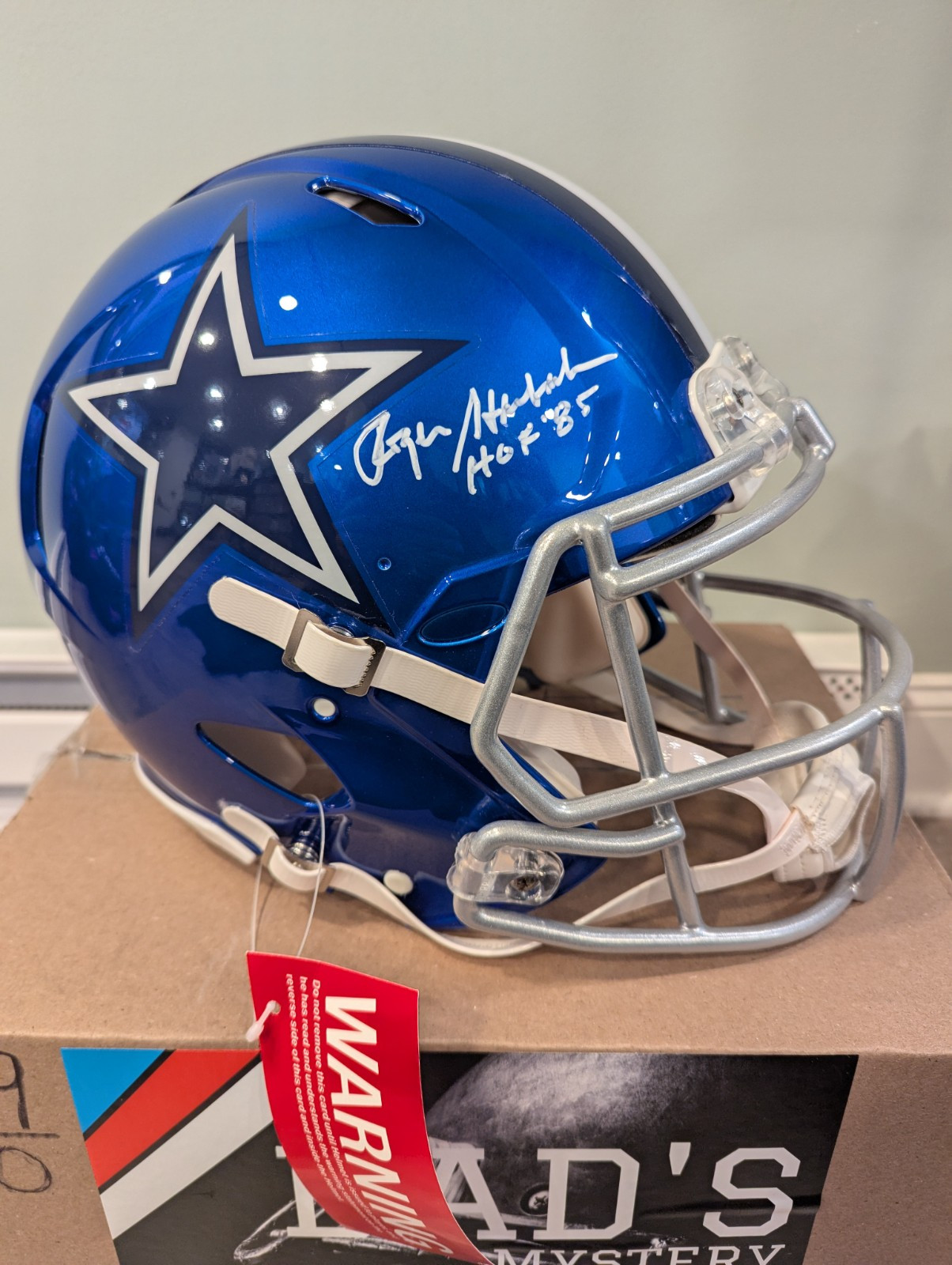 Roger Staubach Signed Cowboys Full Size Authentic Flash Helmet Beckett COA