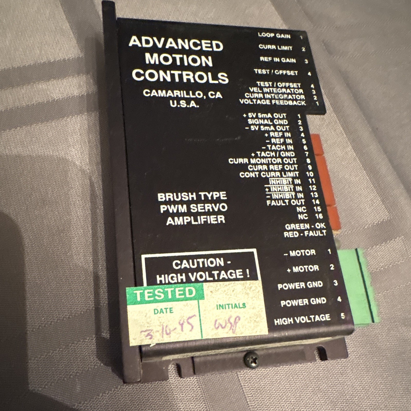 Advanced Motion Controls 20A20E-MG1 DC PWM Servo Amplifier 1-Phase 0.4kW