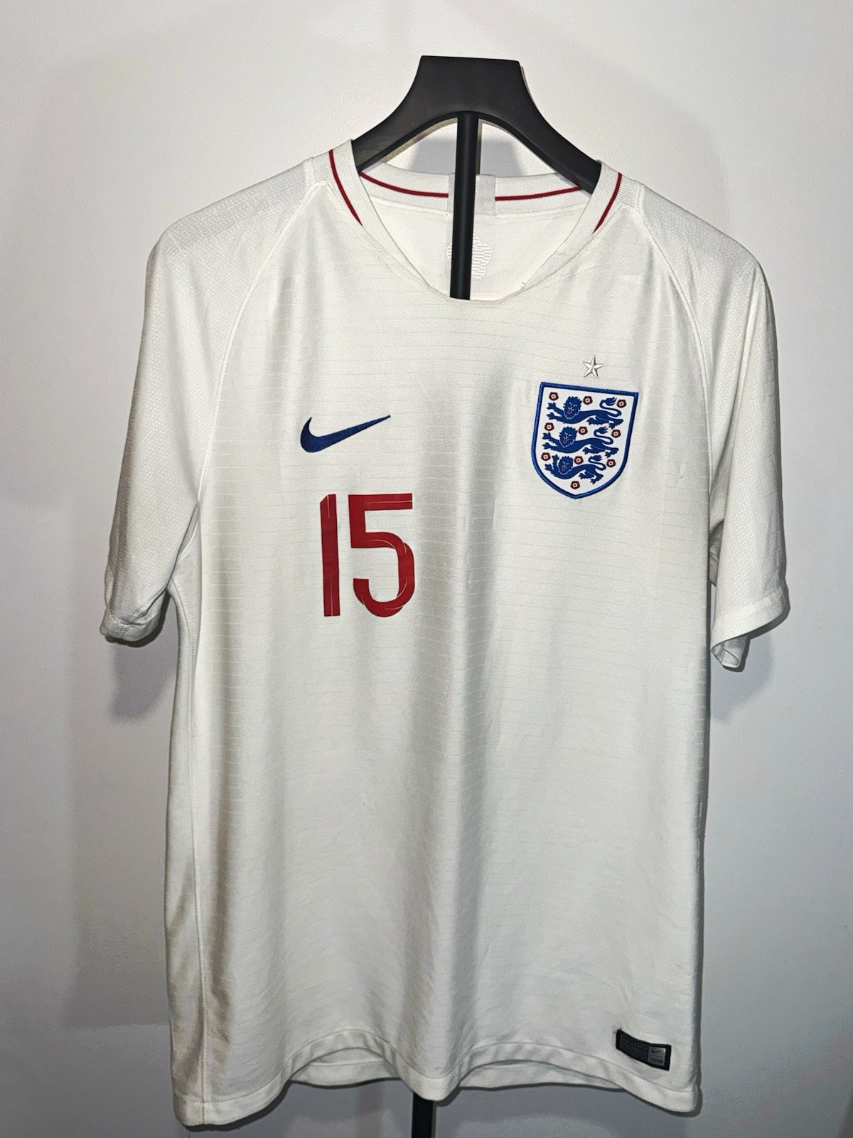 Nike England Cahill #15 Men\'s Size L Soccer Jersey White Red Blue 2018 