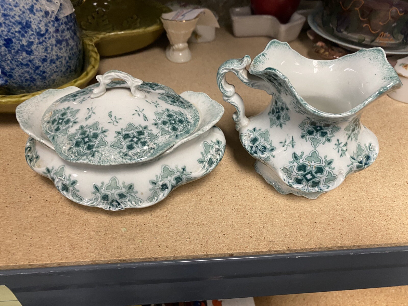 Antique 19th Century WH GRINDLEY CREAM & SUGAR SET RARE Syrian Pattern PRISTINE