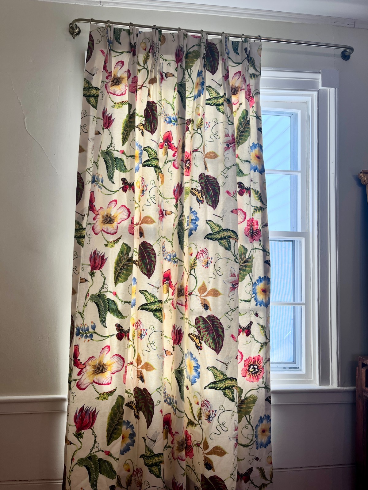 Custom DRAPES Garden Floral Butterfly Pinch Pleat Lined Weighted 80