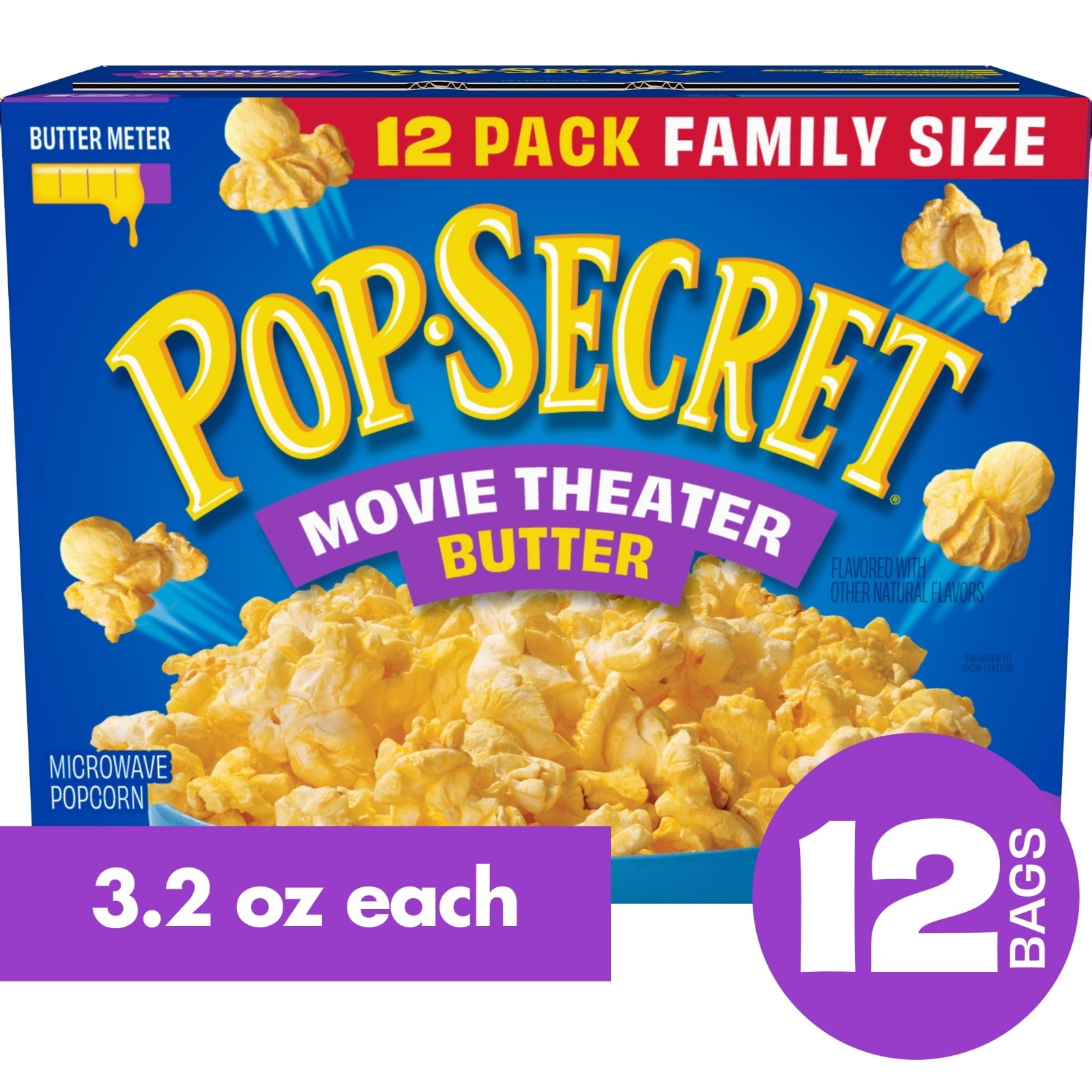 Pop Secret Microwave Popcorn Movie Theater Butter Flavor 3 Oz Sharing Bags 12 Ct