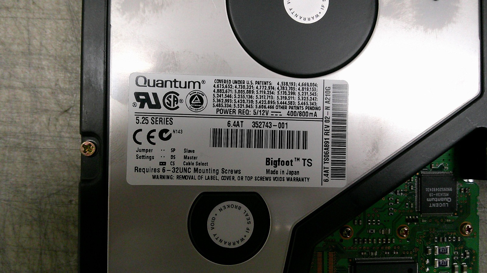 QUANTUM BIGFOOT TS06A011 TS06A891 6.4AT COMPAQ 352743-001 H.D.D USED & TESTED