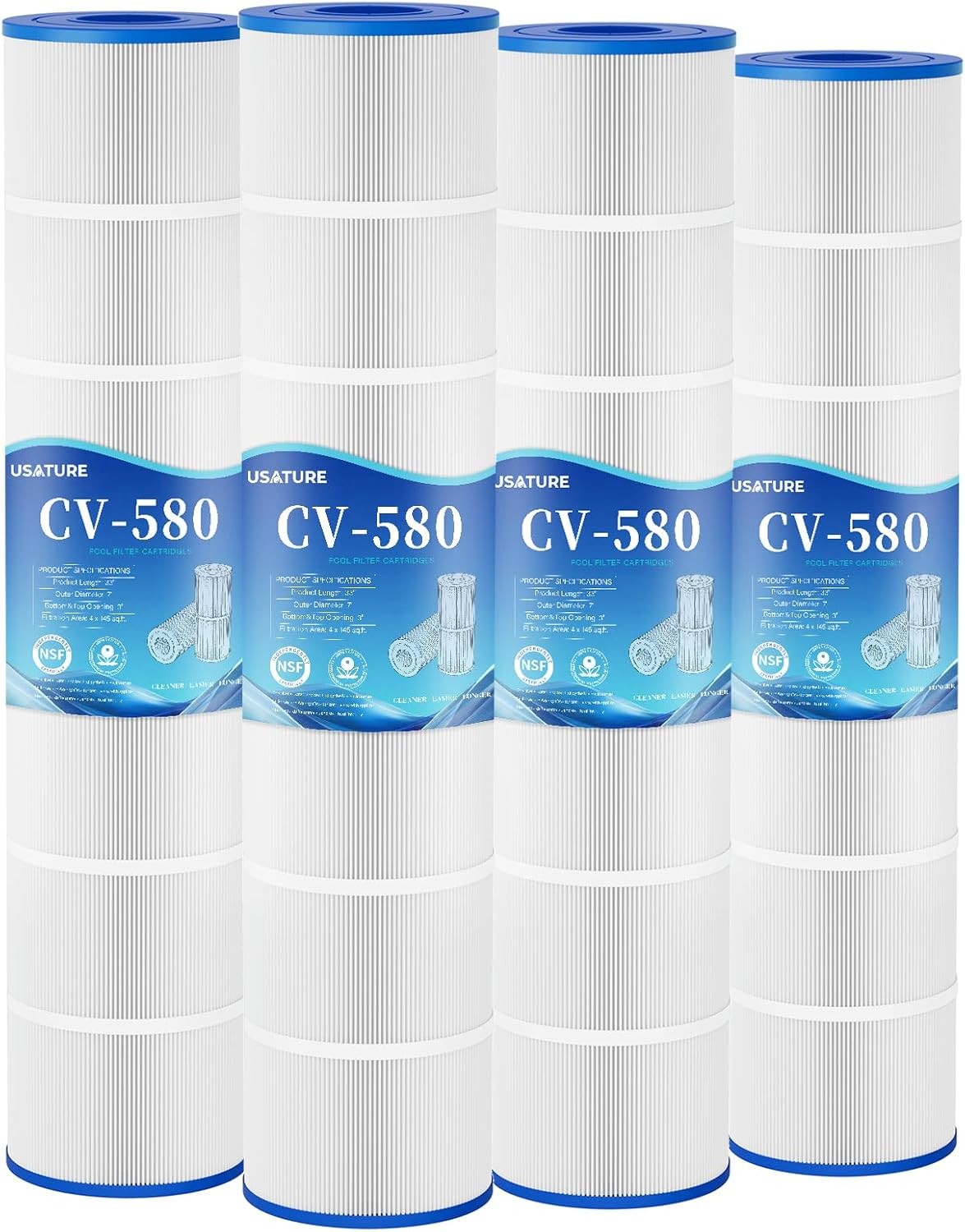 CL580 Pool Filter Cartridges, 4 x 145 sq ft Replacement for Jandy CV580, 4 Pack CL580 Pool Filter Cartridges, 4 x 145 sq ft Replacement for Jandy CV580, 4 Pack