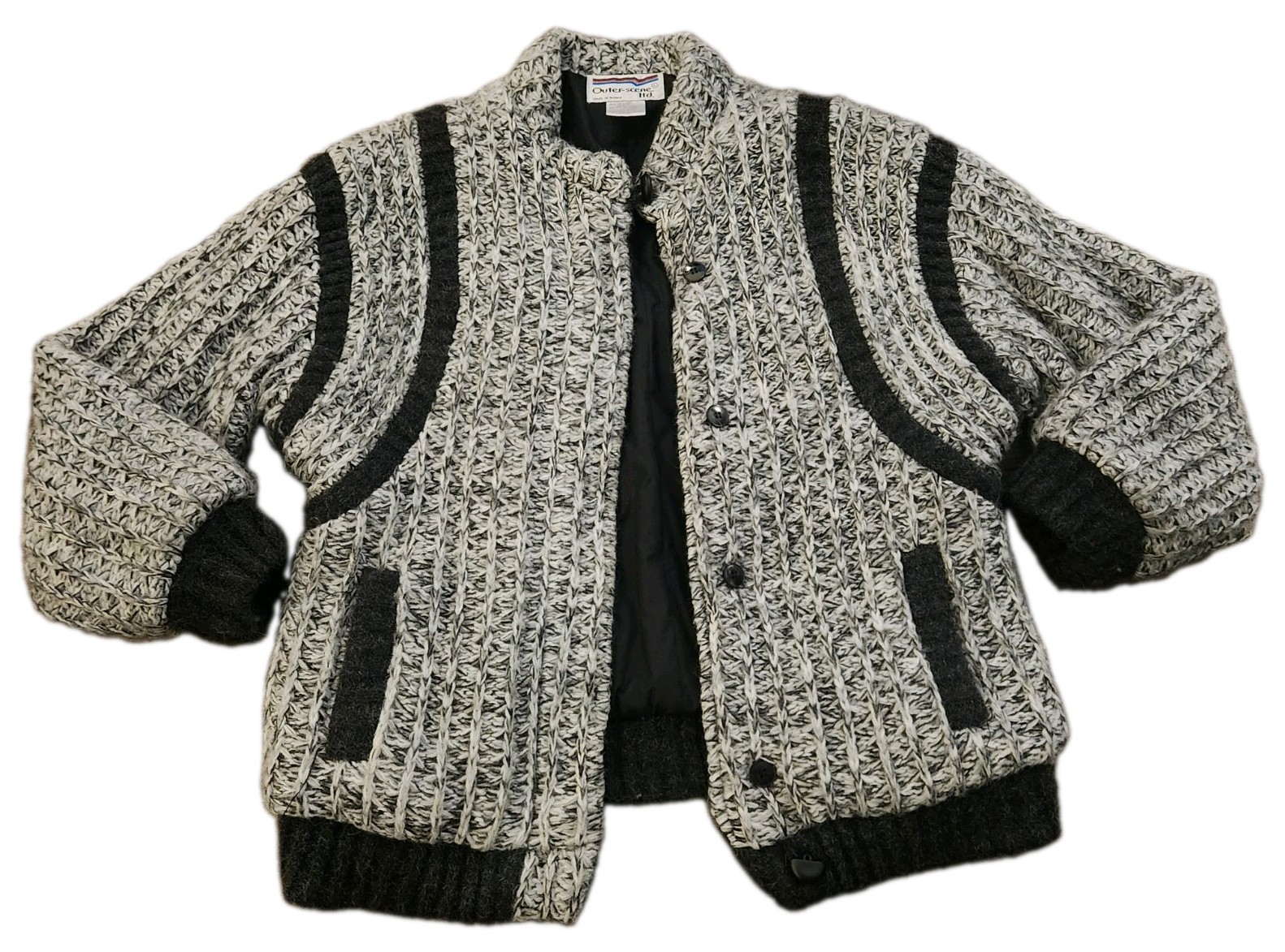 Vintage Outer-Scene Quilted Knitted Puffer Jacket Oversized Cottage Grandpa